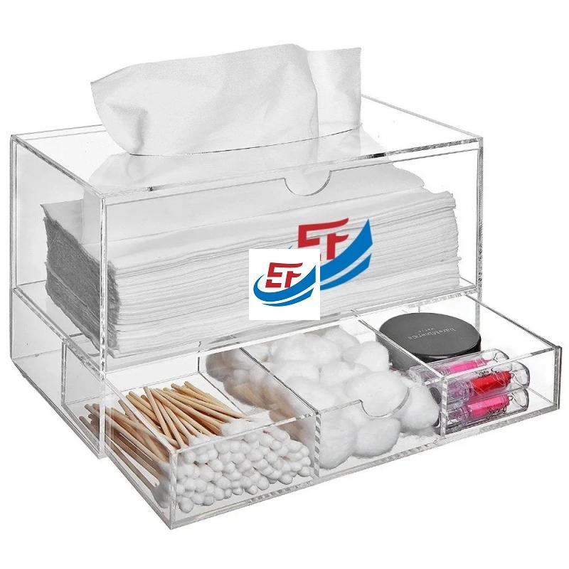 Acrylic Tissue Box With Storage Drawer