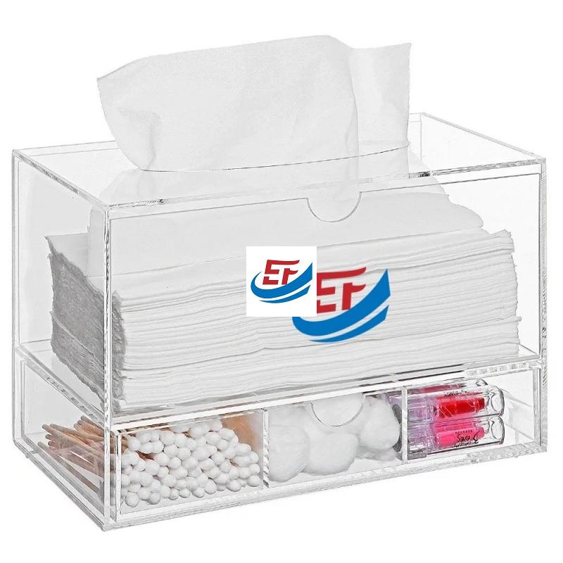 Acrylic Tissue Box With Storage Drawer