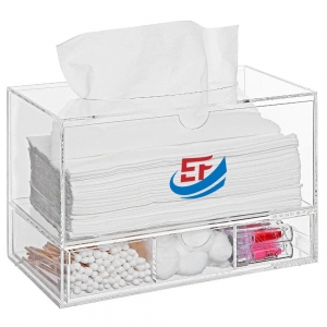 Acrylic Tissue Box With Storage Drawer