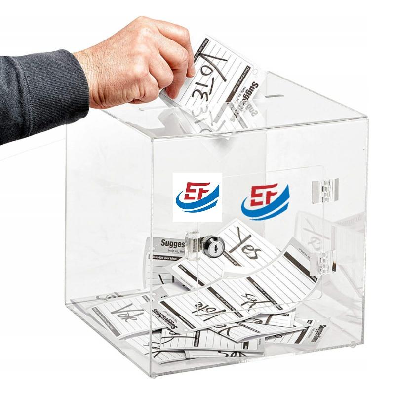 Handmade Transparent Acrylic Ballot Box with Lock