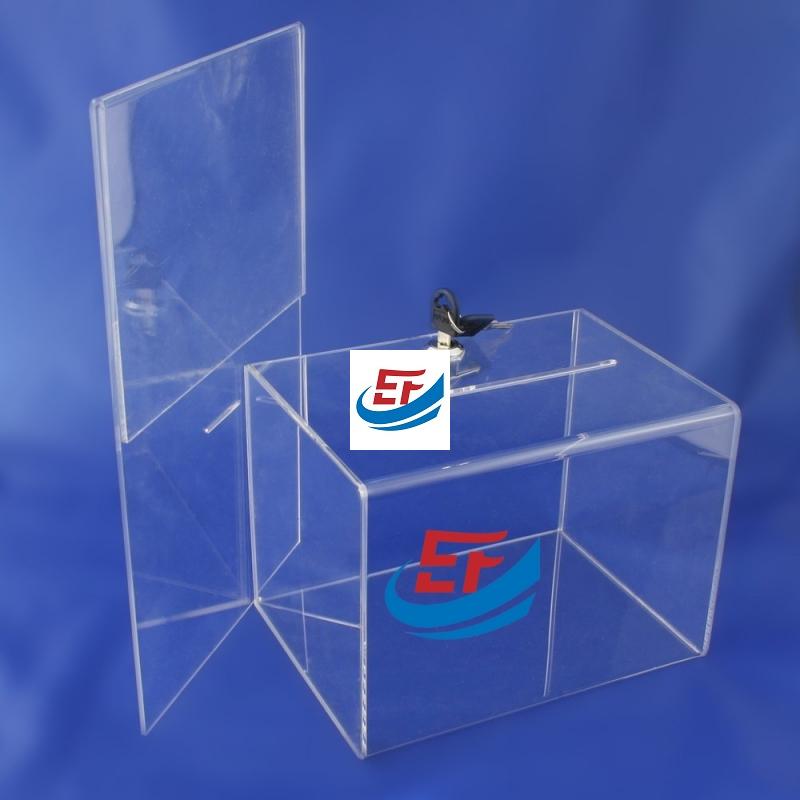 Lockable Clear Acrylic Ballot Box  With Post Holder