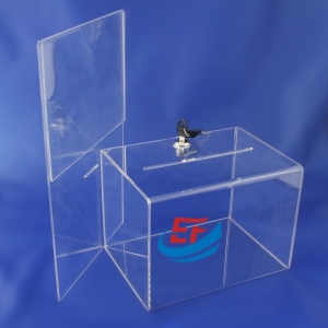 Lockable Clear Acrylic Ballot Box  With Post Holder