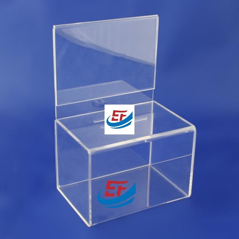 Lockable Clear Acrylic Ballot Box  With Post Holder