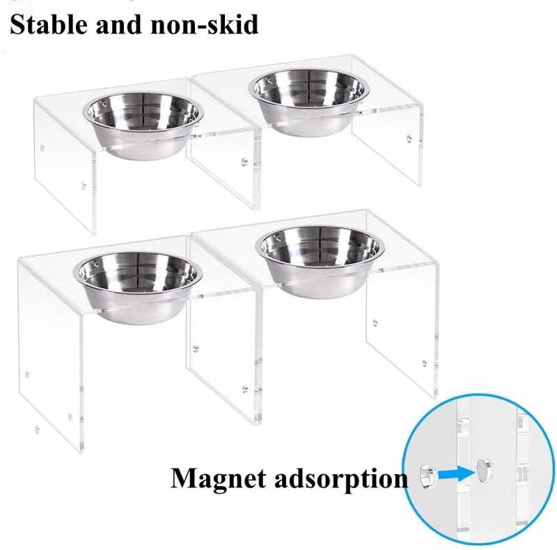 Acrylic Dog Cat Pet Bowl Holder