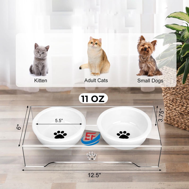 Transparent Acrylic Pet Feeding Rack