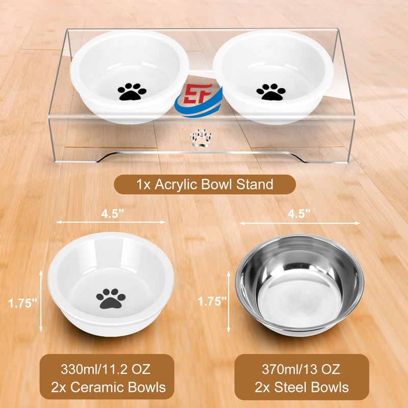 Transparent Acrylic Pet Feeding Rack