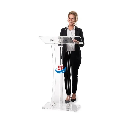 Floor Standing Transparent Acrylic Lectern For Speech