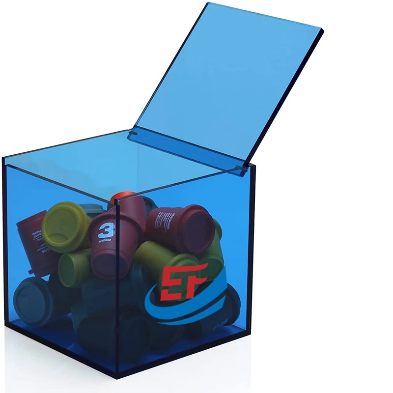 Transparent Blue Flip-up Lid Acrylic Coffee Pod Box