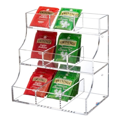 Countertop 9 Compartment Transparent Acrylic Tea Bag Organizer