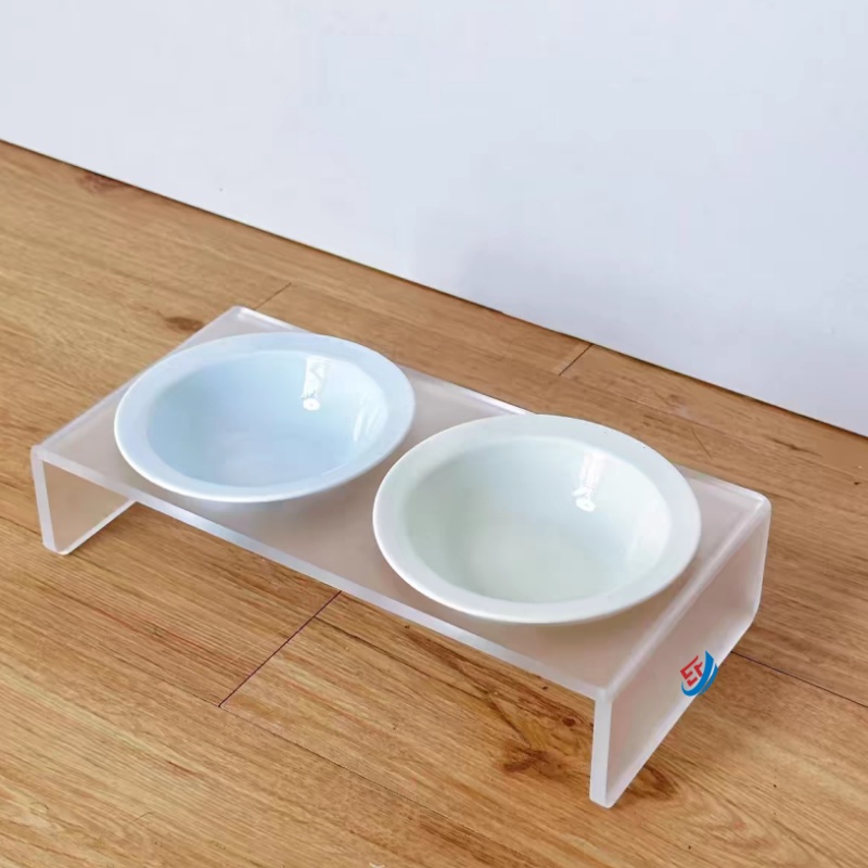 Modern Acrylic Dog Bowl Holder Station