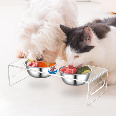 Pet Supplies Stylish Clear Acrylic Feeder Stand for Dog & Cat