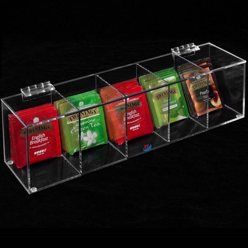 5 Compartments Clear Acrylic Tea Bag Organizer