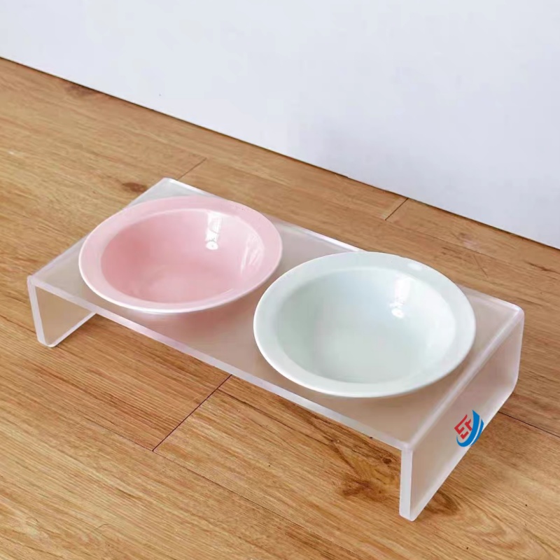 Modern Acrylic Dog Bowl Holder Station