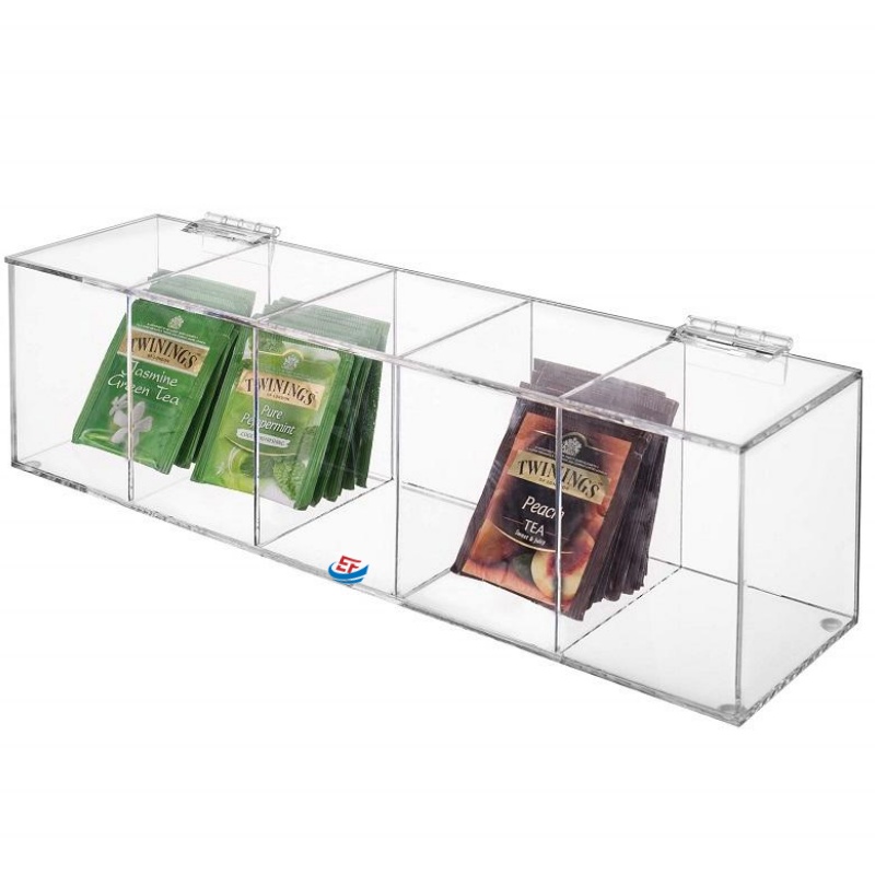 5 Compartments Clear Acrylic Tea Bag Organizer