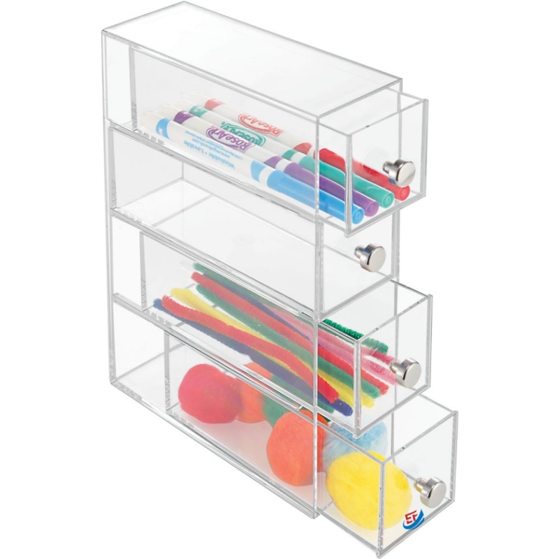 4-Tier Clear Acrylic Cosmetic Storage Box with Drawers