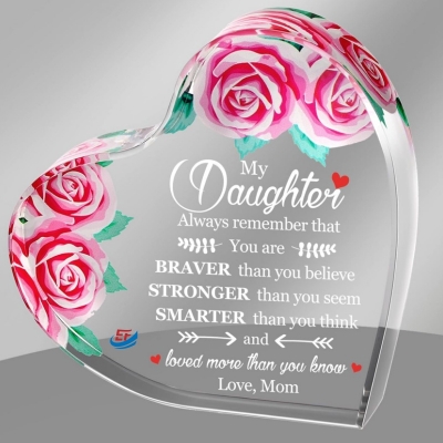 Daughter Gift Crystal Clear Acrylic Heart Signs Plaques