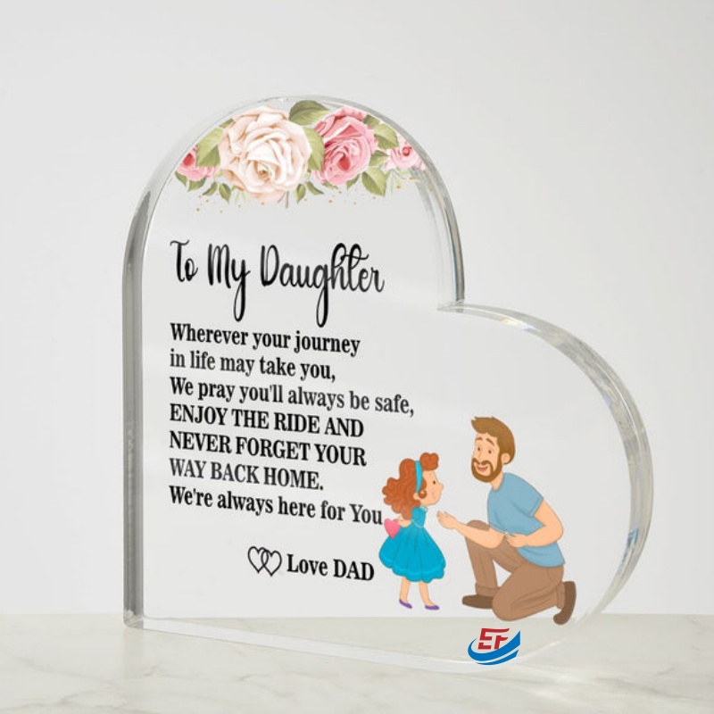 Daughter Gift Crystal Clear Acrylic Heart Signs Plaques