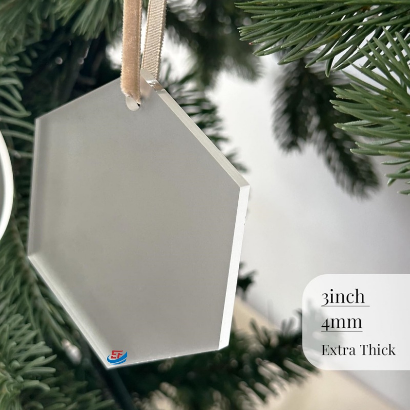 Hexagon Shape Clear Acrylic Christmas Ornament