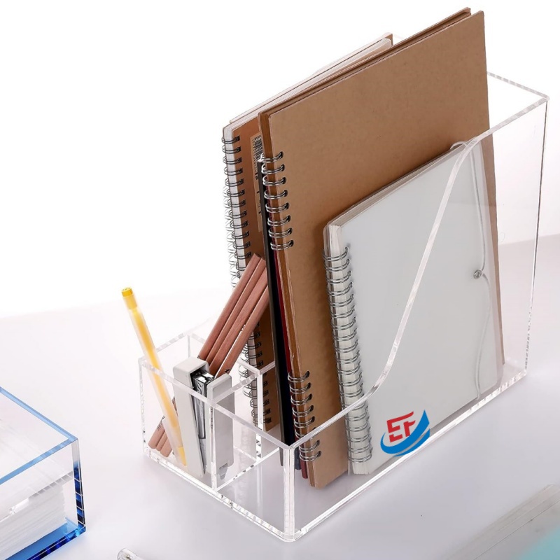 Transparent Acrylic File Organizer with Pen Holder