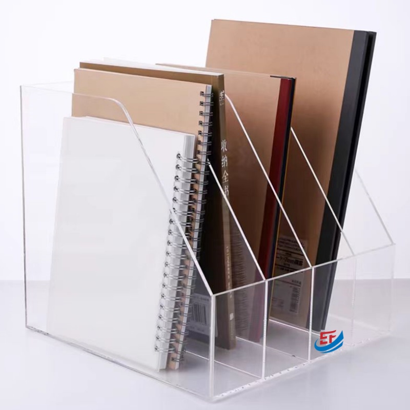 4 Grids Clear Acrylic Magazine Rack