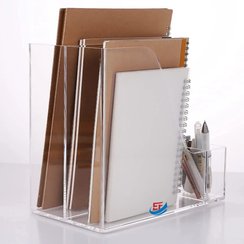 Transparent Acrylic File Organizer with Pen Holder