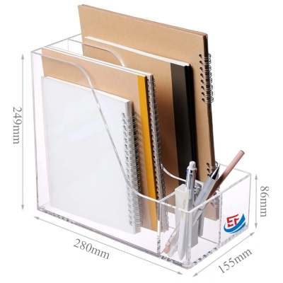 Transparent Acrylic File Organizer with Pen Holder