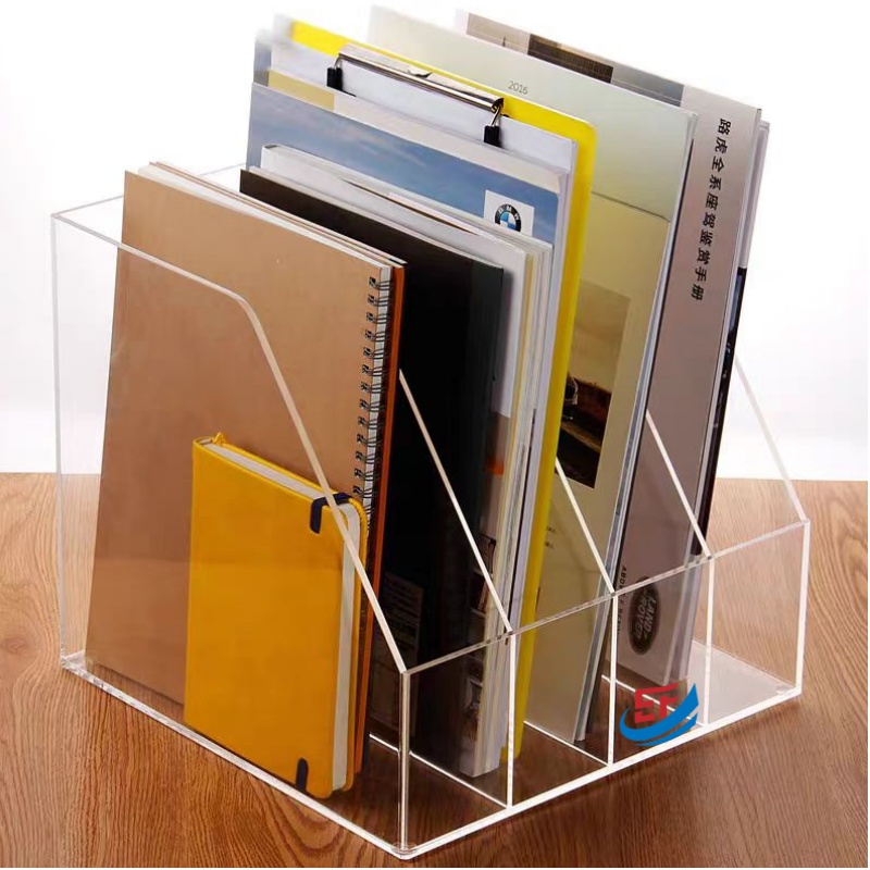 4 Grids Clear Acrylic Magazine Rack